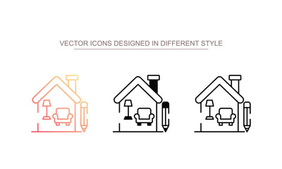 Interior Design icon design with white background stock illustration