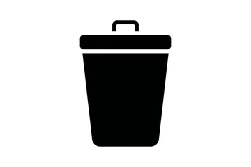 Black trash can icon vector waste bin illustration