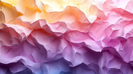 Fototapeta premium Abstract crumpled paper texture in vibrant pastel colors.