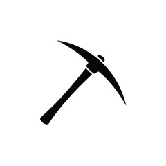 Black Pickaxe Icon Isolated on White Background