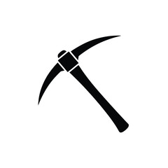 Black Pickaxe Icon Isolated on White Background