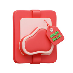 Illustration of raw meat cut with tag design for culinary dietary and food safety concepts