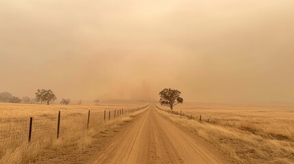 Obraz premium Dusty rural road, hazy landscape
