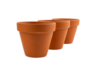 Empty terracotta flower pots, clay garden vase, brown ceramic plant container, garden pottery earthenware