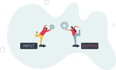 Algorithm data input and output process visualization.Programming and coding set of rules for website automation and information management. character life .