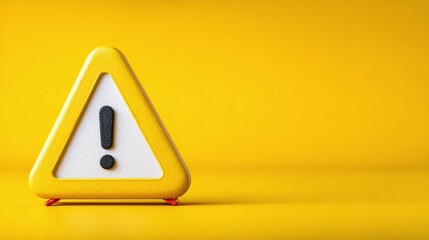 Attention: Bright yellow caution symbol with a black exclamation point. Standout warning on a monochromatic background. Focus is key.