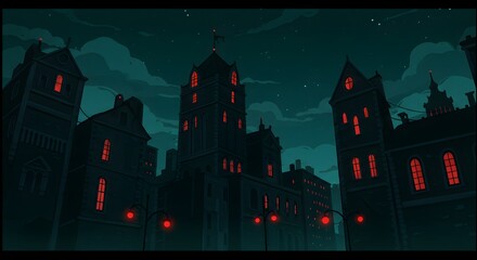 Gotham City Silhouette at Night