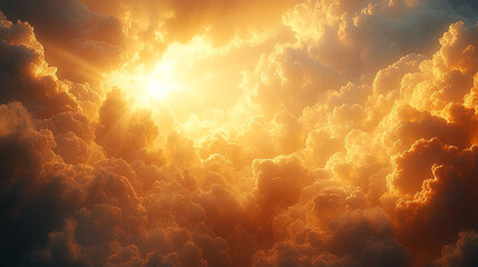 Golden light breaking through dramatic clouds.