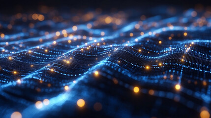 Abstract digital wave, glowing particles, technology, network, data, futuristic,  background,  dottion.