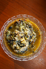 Small Bowl Of Fermented Fish Chili Paste Sits In The Table