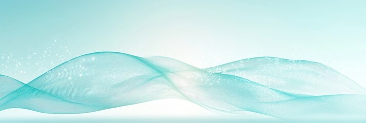 Obraz premium Gentle Flow Of Delicate Vivid Liquid Forming Abstract Waved Background With Soft Teal Gradient