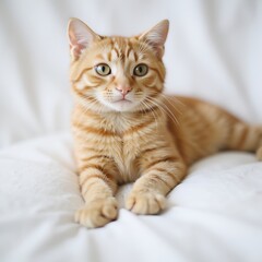 Ginger Cat and Fluffy White Cat Sitting Together in Cozy Pose