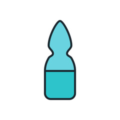 Blue glass ampule vial icon in minimalist style, used for injection medicine or vaccine dose