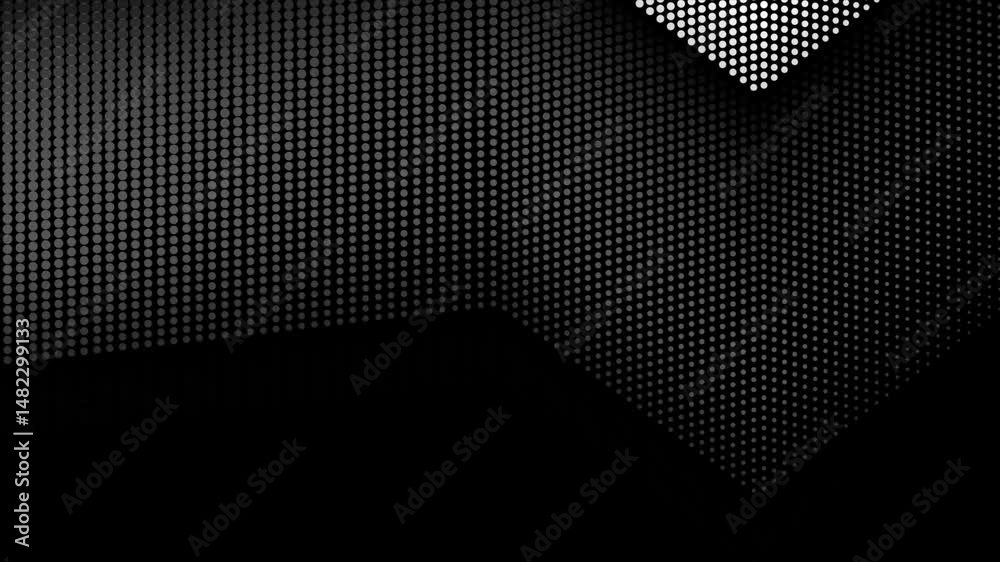 Poster Abstract black and white halftone gradient background with dotted lines. Seamless looping monochrome dots motion design. Video animation Ultra HD 4K 3840x2160