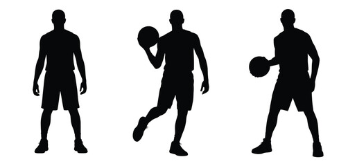Three Silhouettes of Basketball Players in Action