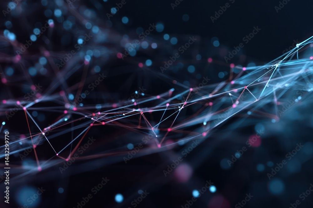 Wall mural cyberspace and advanced technology depicted in an abstract digital network visualization of connecti