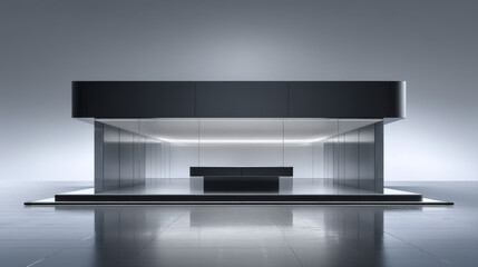 Modern architectural design featuring a sleek, minimalist structure.