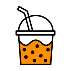 Bubbles tea icon on white background.