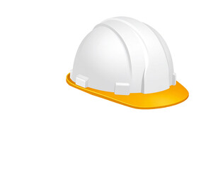Fototapeta premium A white hard hat with an orange brim, safety equipment