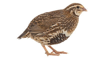 Isolated Northern Bobwhite Quail Portrait in Studio with Detailed Plumage