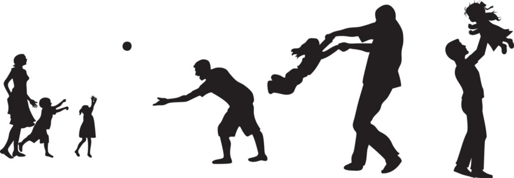 vector silhouette of a father's day,father, father and child, father and children, father silhouette, family silhouette with child on white background. vector
