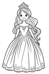 Fototapeta premium Princess coloring page featuring an elegant character design Generative AI