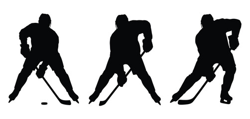 Ice Hockey Player Silhouettes Action Poses