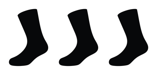 Three Black Sock Silhouettes on White Background