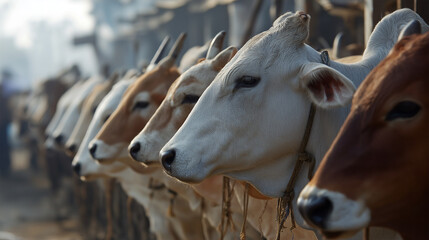 Cattle at Livestock Market for Eid al-Adha Sacrifice Preparation