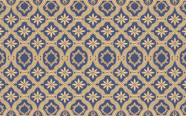 Elegant floral pattern in navy blue and beige for decorative design and backgrounds
