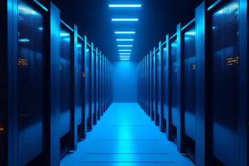 Fototapeta premium server room with blue light