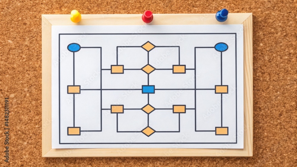 Poster business continuity roadmap visualization on corkboard with pins