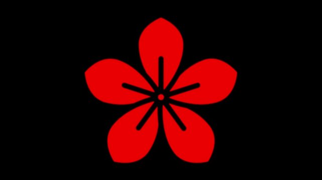 Red flower illustration isolated on black background with romantic decorative design