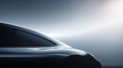 Sleek silhouette of a modern electric car against a minimalist background.