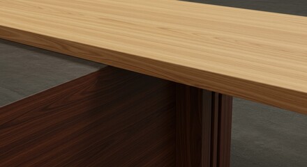 Close-up of a sleek wooden tabletop showcasing fine grain patterns and textures