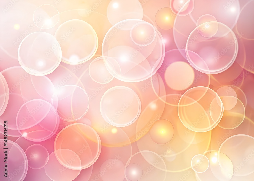 Wall mural soft pastel abstract background with overlapping translucent circles in pink and peach tones — ideal