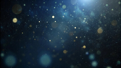 Obraz premium Abstract dark blue background with sparkling particles and bokeh effect in a soft focus design