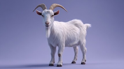 Obraz premium A white goat stands boldly against a muted backdrop.