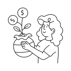 Business growth vector outline illustrations. EPS 10 file  