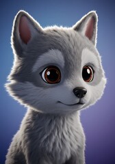 Obraz premium Sweet Wolf Pup: 3D Fur Render