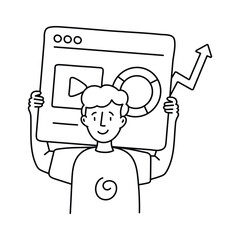 SEO Strategy vector outline illustrations. EPS 10 file