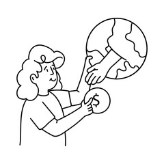 Business partnership  vector outline illustrations. EPS 10 file  