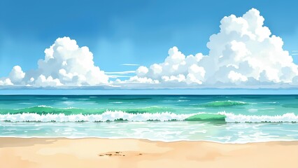 Fototapeta premium watercolor sea and sky