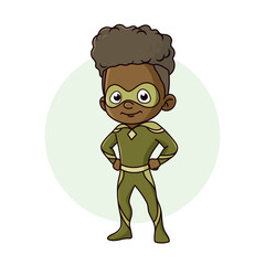 Superhero child cartoon character Vector illustration design