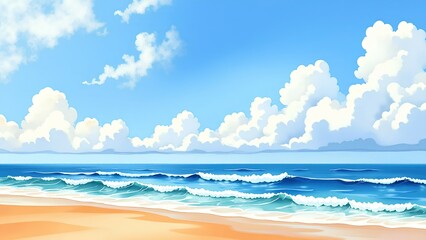 Fototapeta premium watercolor sea and sky