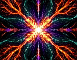 Abstract energy explosion mimicking a neural synaptic reaction.