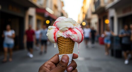 Ice cream cone in hand