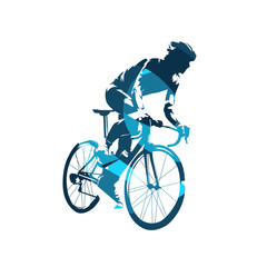 Obraz premium Cycling, road cyclist, abstract blue isolated vector silhouette
