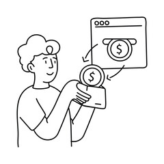 Receiving money  vector outline illustrations. EPS 10 file
