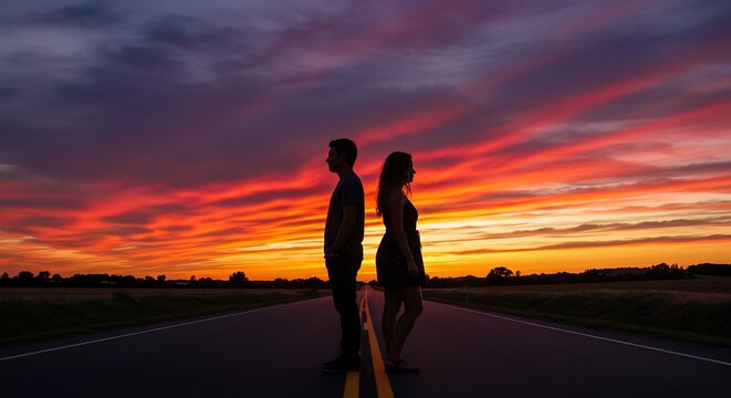 Sunset Silhouettes: A Moment of Distance